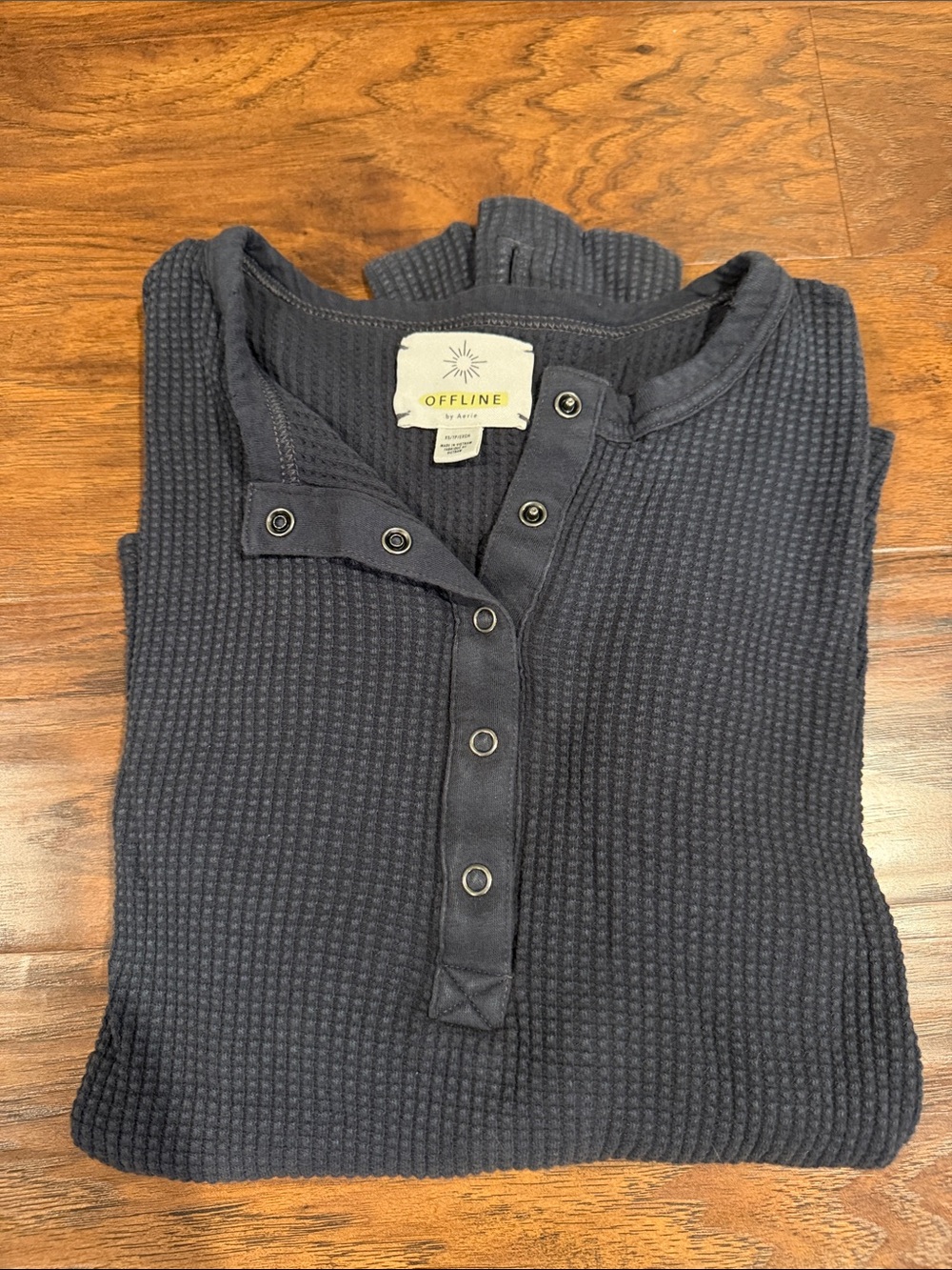 OFFLINE by Aerie Women's Charcoal Waffle Henley Top